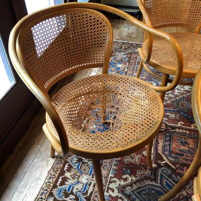 Lot of 6 Bentwood Cane Chairs Made in Czechoslovakia after Thonet Style