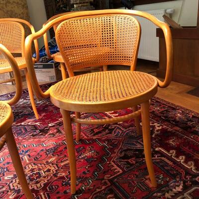 Lot of 6 Bentwood Cane Chairs Made in Czechoslovakia after Thonet Style