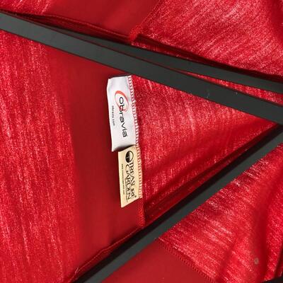 Outdoor Black Metal and Chairs Set with Red Umbrella and Extra Accent Tables