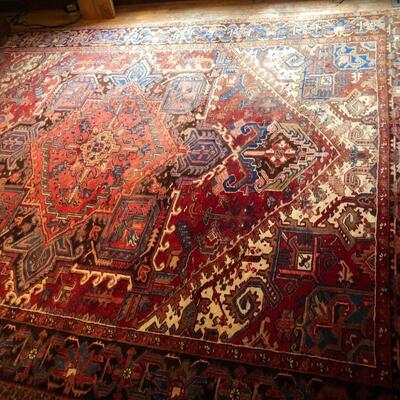 Vintage Persian Handwoven Geravan Rug in Red Traditional Pattern