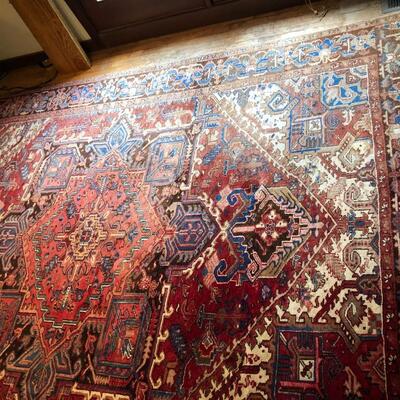 Vintage Persian Handwoven Geravan Rug in Red Traditional Pattern