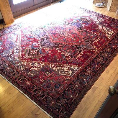 Vintage Persian Handwoven Geravan Rug in Red Traditional Pattern