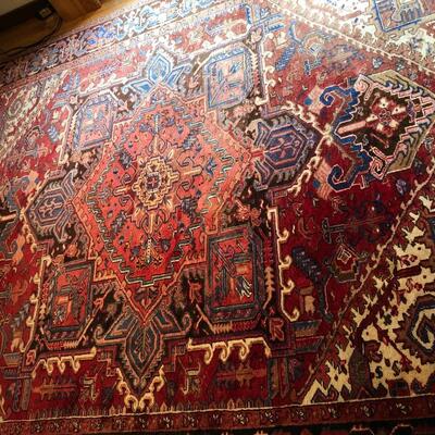 Vintage Persian Handwoven Geravan Rug in Red Traditional Pattern