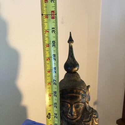 Vintage Carved Wood Buddha Statue in Burmese Style