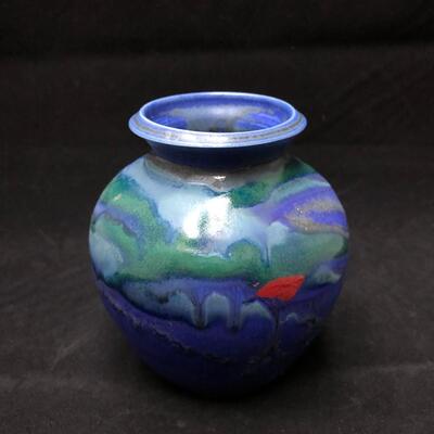 Beautiful Blue Signed Ceramic Artist Vase
