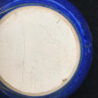 Beautiful Blue Signed Ceramic Artist Vase