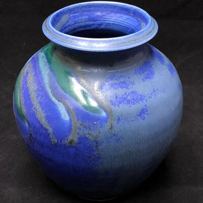 Beautiful Blue Signed Ceramic Artist Vase