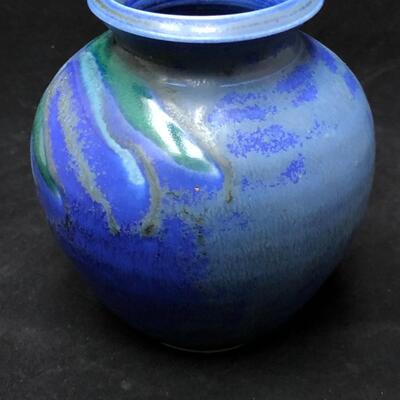 Beautiful Blue Signed Ceramic Artist Vase