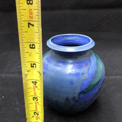 Beautiful Blue Signed Ceramic Artist Vase