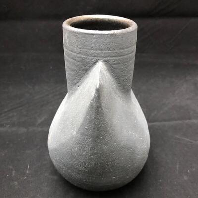 Signed Modernist Gray Matte Glazed Vessel Vase