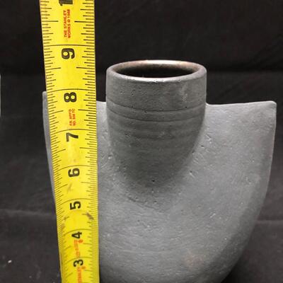 Signed Modernist Gray Matte Glazed Vessel Vase