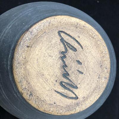 Signed Modernist Gray Matte Glazed Vessel Vase