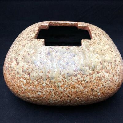 Modernist Ceramic Vessel Glazed by Brown and White Speckles