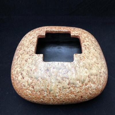 Modernist Ceramic Vessel Glazed by Brown and White Speckles