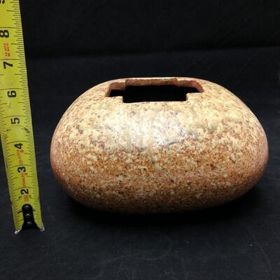 Modernist Ceramic Vessel Glazed by Brown and White Speckles