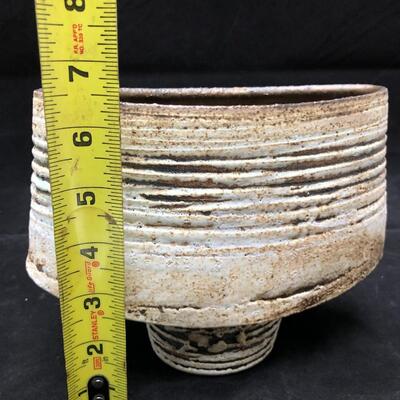 Modern Glazed Ceramic Vessel Vase or Bowl Signed by Artist