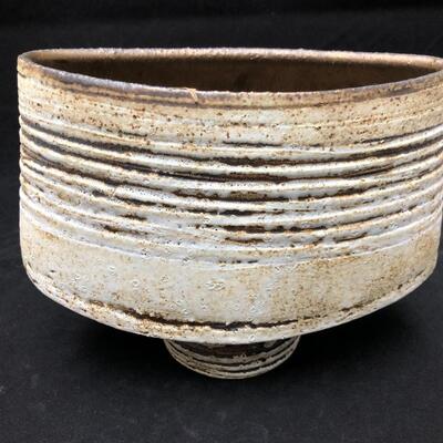 Modern Glazed Ceramic Vessel Vase or Bowl Signed by Artist
