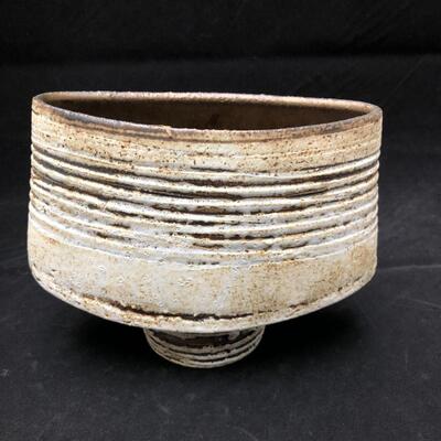 Modern Glazed Ceramic Vessel Vase or Bowl Signed by Artist