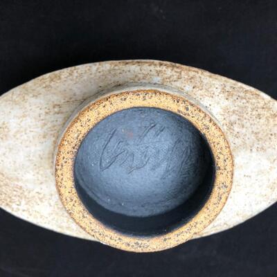 Modern Glazed Ceramic Vessel Vase or Bowl Signed by Artist