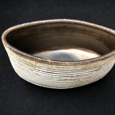 Modern Glazed Ceramic Vessel Vase or Bowl Signed by Artist