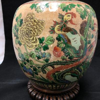 Antique Chinese Glazed Painted Vase Circa 1910