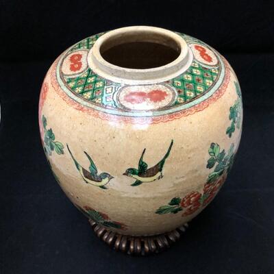 Antique Chinese Glazed Painted Vase Circa 1910