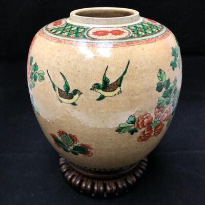 Antique Chinese Glazed Painted Vase Circa 1910