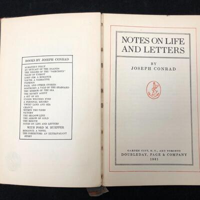 Antique Book Notes on Life and Letters by Joseph Conrad