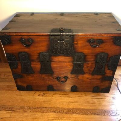 Antique Asian Tansu Style Wood Chest