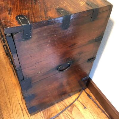 Antique Asian Tansu Style Wood Chest