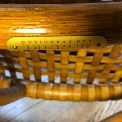 McGuire San Francisco Laced Rawhide Bentwood Armchair with Foot Rest