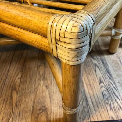 McGuire San Francisco Laced Rawhide Bentwood Armchair with Foot Rest