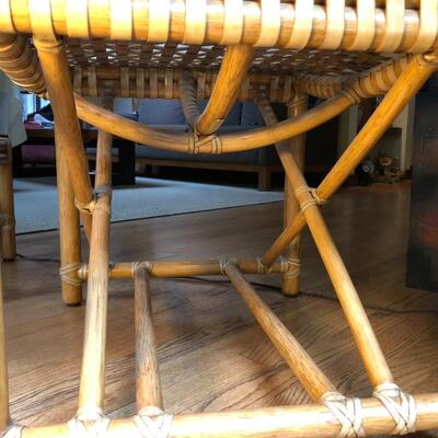 McGuire San Francisco Laced Rawhide Bentwood Armchair with Foot Rest