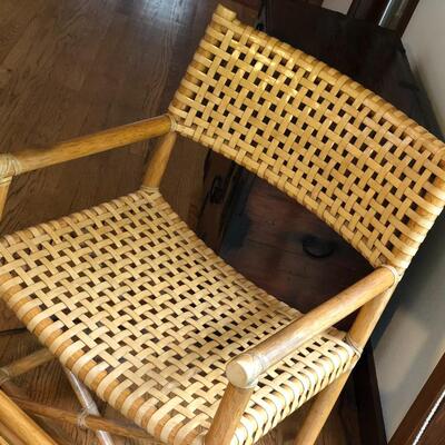 McGuire San Francisco Laced Rawhide Bentwood Armchair with Foot Rest
