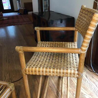 McGuire San Francisco Laced Rawhide Bentwood Armchair with Foot Rest