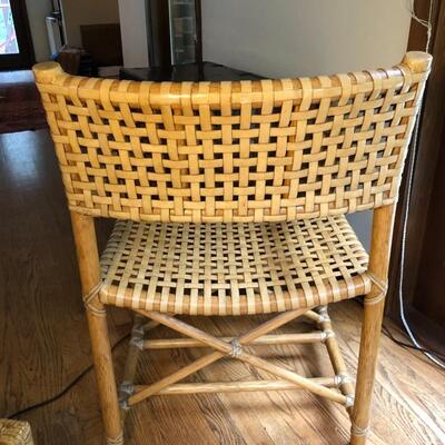McGuire San Francisco Laced Rawhide Bentwood Armchair with Foot Rest