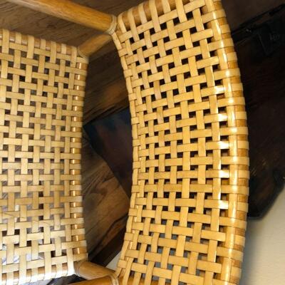 McGuire San Francisco Laced Rawhide Bentwood Armchair with Foot Rest