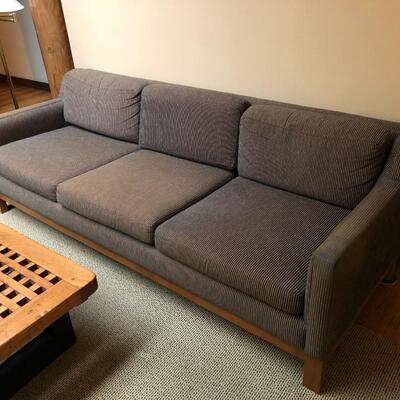 Vintage Mid Century Style Gray Sofa with Wood Legs