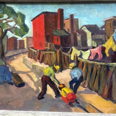 Elizabeth Ogilby Original Oil on Canvas Neighborhood Urban City Scene