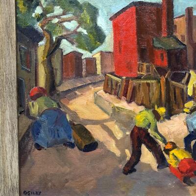Elizabeth Ogilby Original Oil on Canvas Neighborhood Urban City Scene