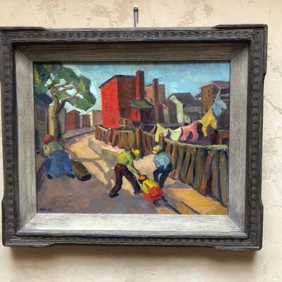 Elizabeth Ogilby Original Oil on Canvas Neighborhood Urban City Scene