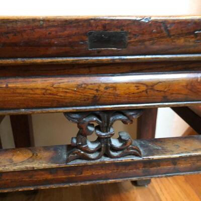 Antique Asian Chinese Pair of Wood Side Tables