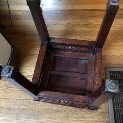 Antique Asian Chinese Pair of Wood Side Tables