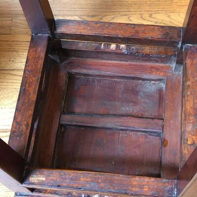 Antique Asian Chinese Pair of Wood Side Tables