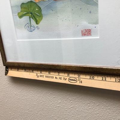 Pair of Watercolor Koi Goldfish Fish Pond Watercolor Paintings