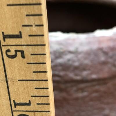 Tall Rustic Vintage Ceramic Planter Vase with Asian Stamp