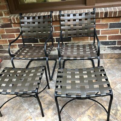 Pair of Outdoor Armchairs with Foot Stools in Black and Brown