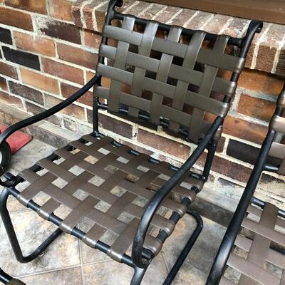 Pair of Outdoor Armchairs with Foot Stools in Black and Brown