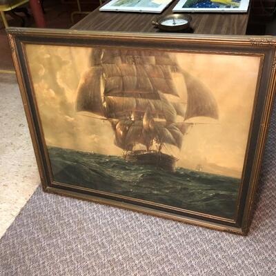 Framed Sailboat Art by Hans Petersen Titled Homeward Bound