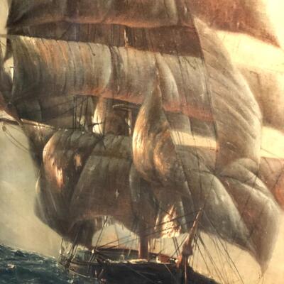Framed Sailboat Art by Hans Petersen Titled Homeward Bound
